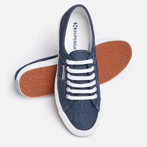 Superga 2750 JNSU blue jean denim canvas contrast stitch rubber sole sneaker